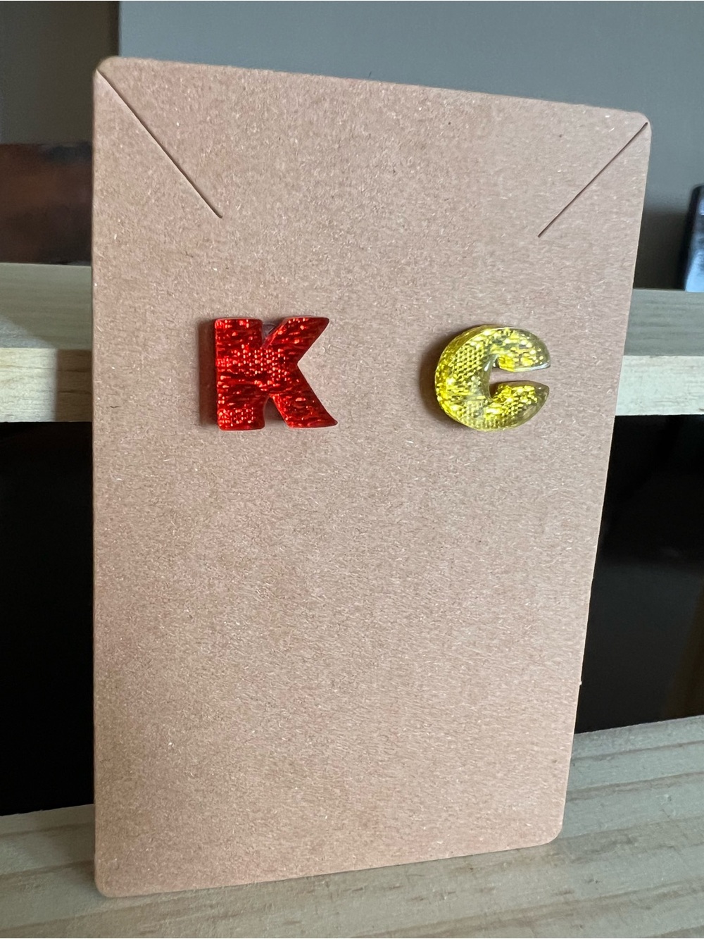 Sparkle Letter Stud Earrings - KC chiefs